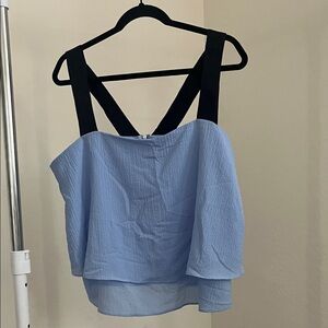 DKNY Light Blue and Black Tank Top